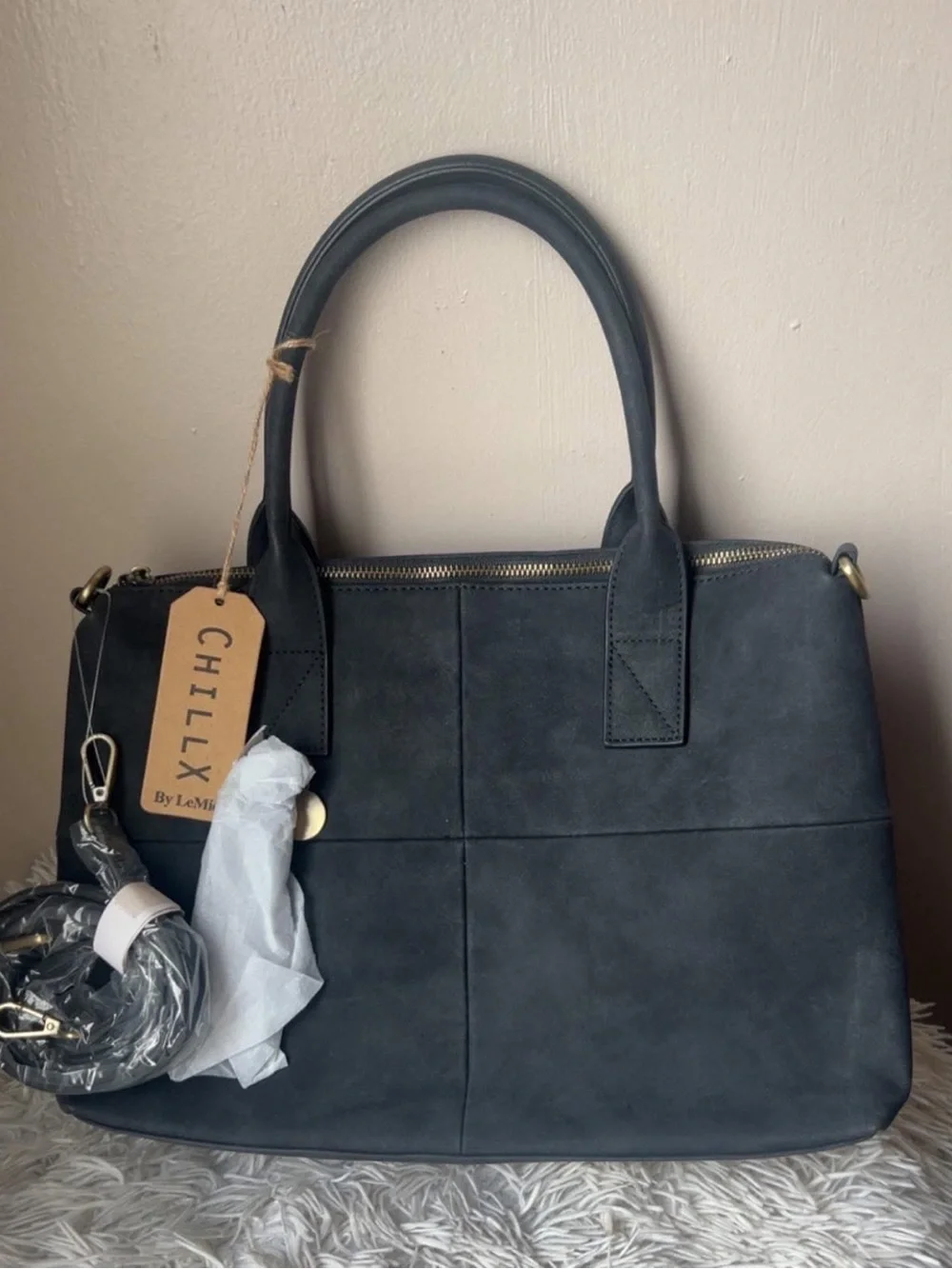 CHILLX By LeMieux Black Structured Satchel with Top Handles